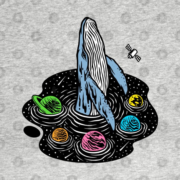 Whale Swimming Universe by Mako Design 